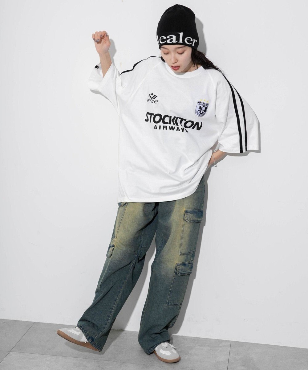 WEGO 【ユニセックス着用ITEM/手洗い可/MLサイズ】ラインゲームロゴT 