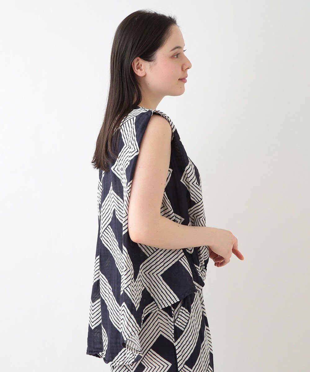 UCHINO クレープガーゼ ジオメトリックブラウス 