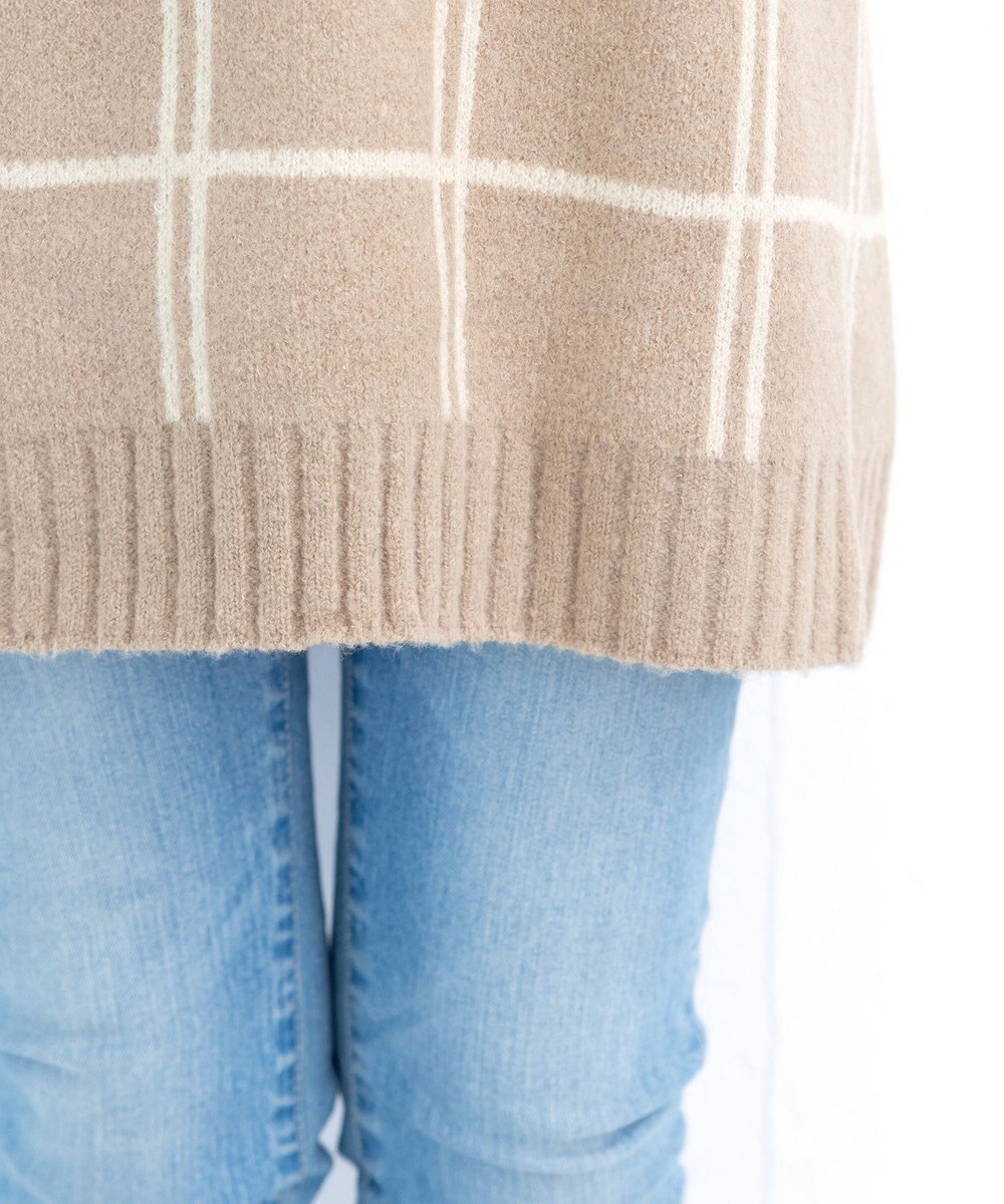 Tiaclasse 【洗える】チェックジャガードニットチュニック 