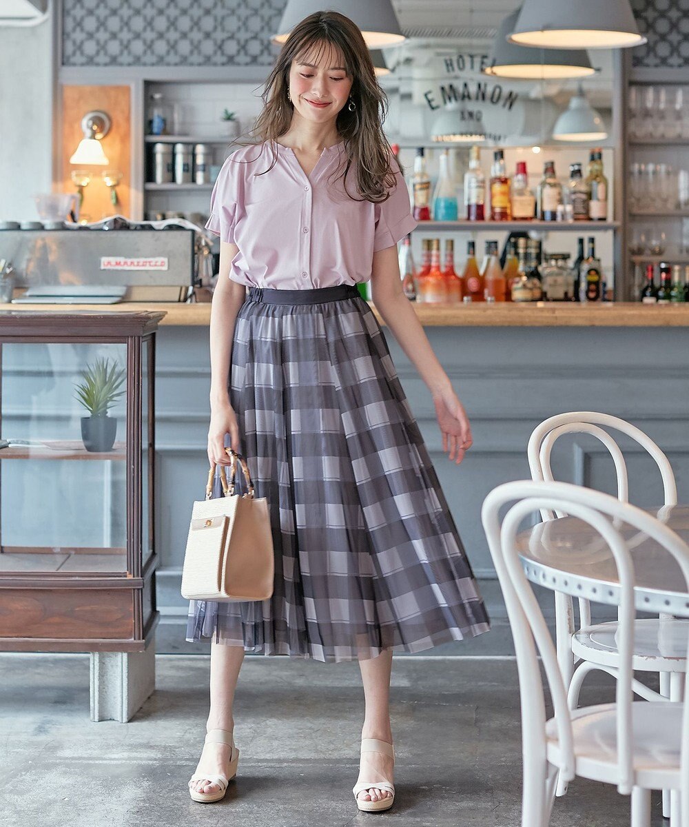 ANY SIS 【美人百花7月号掲載】2WAYチェックチュールリバーシブル スカート 