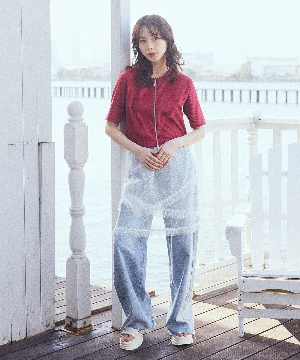 earth music&ecology カットリブＷジップカーディガン 