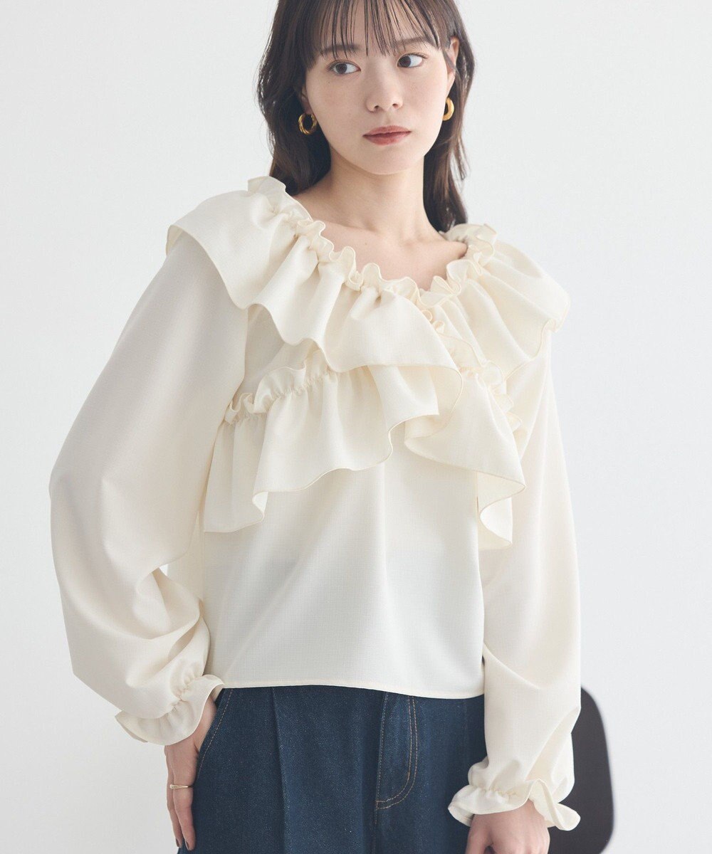 earth music&ecology フリルオフショルブラウス 