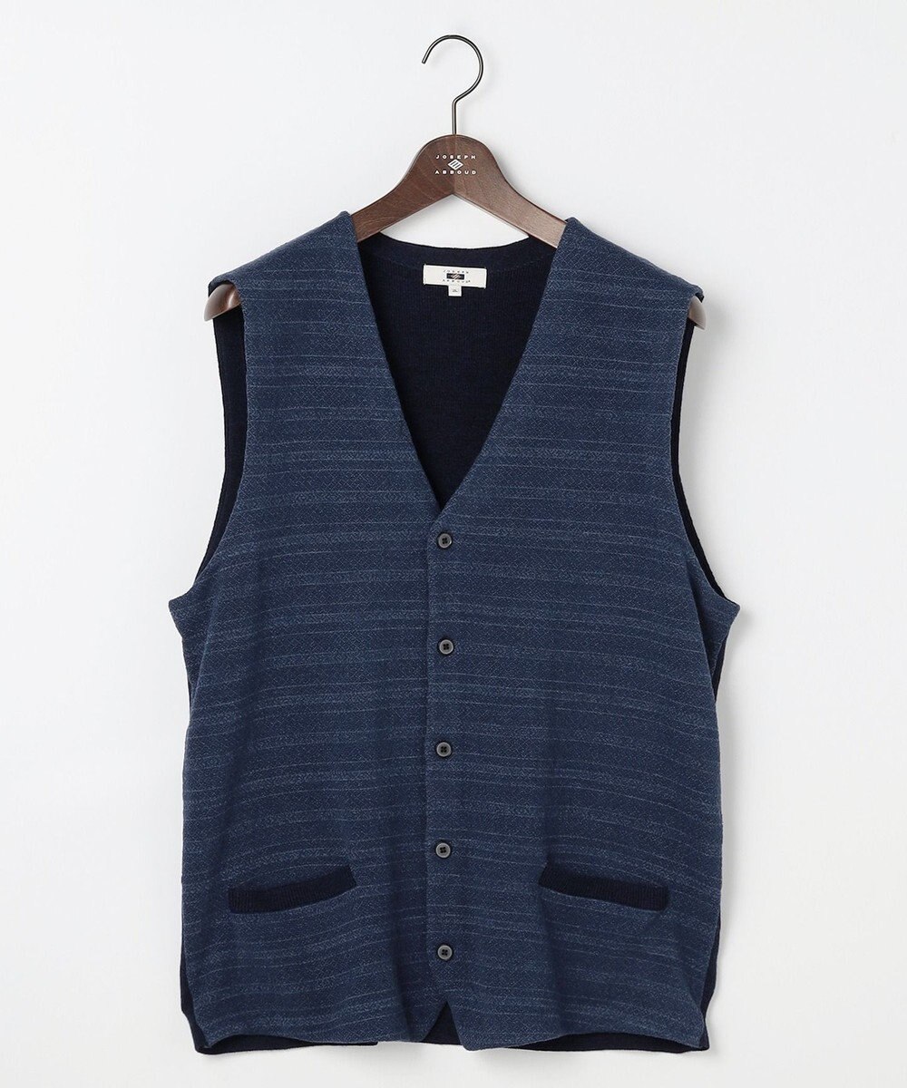 JOSEPH ABBOUD 【キングサイズ・洗える/ソフトな肌触り/軽い】シェニールヤーンジャカードニット ベスト 