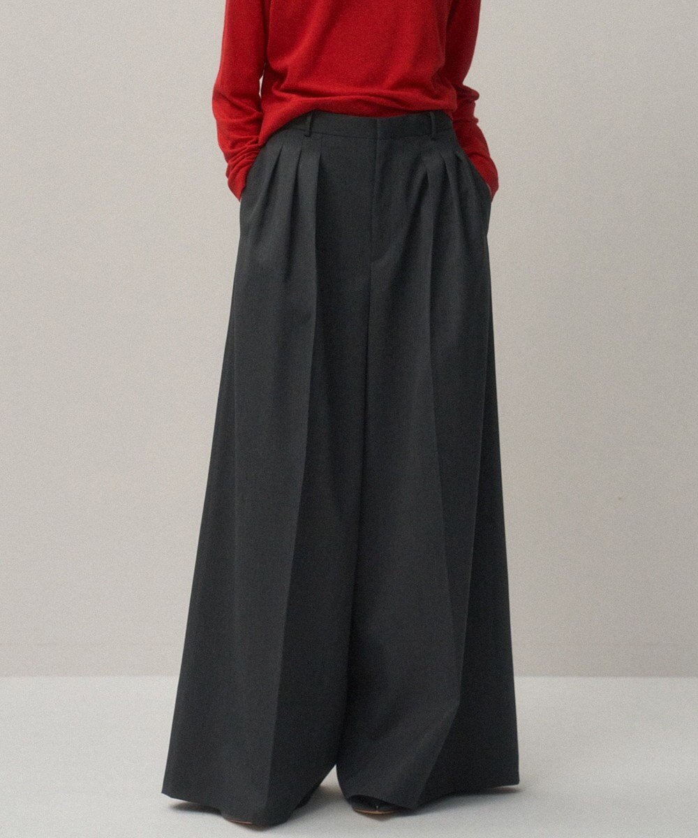 ATON COMPACT WOOL | 3タックワイドパンツ 