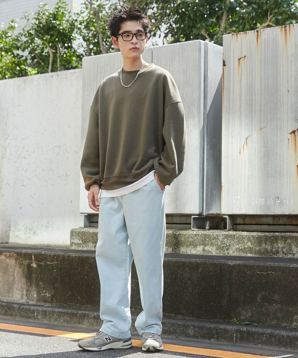 WEGO 【ユニセックス着用ITEM/ウエストゴム/SMLサイズ展開】デニムイージーストレートパンツ 