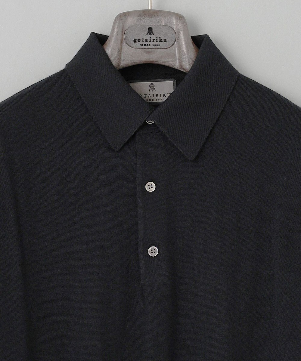 GOTAIRIKU オリジナル設計【洗える/チクチクしにくい/ピリングしにくい】イタリア糸 ハイゲージ  ニットポロ_WOOL100% 