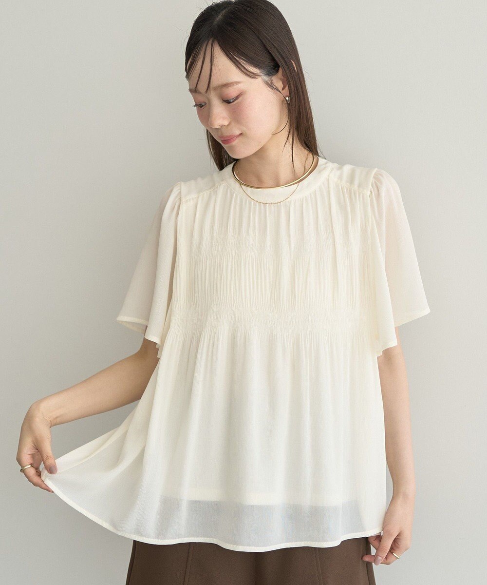 earth music&ecology マジョリカプリーツ半袖ブラウス 