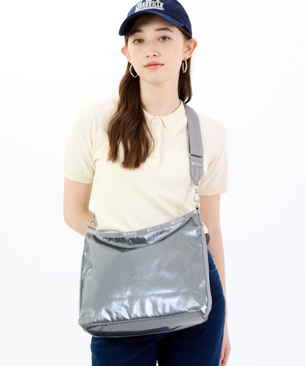 LeSportsac MEDIUM ZIP SHOULDER/ガンメタルグレーシャイン 