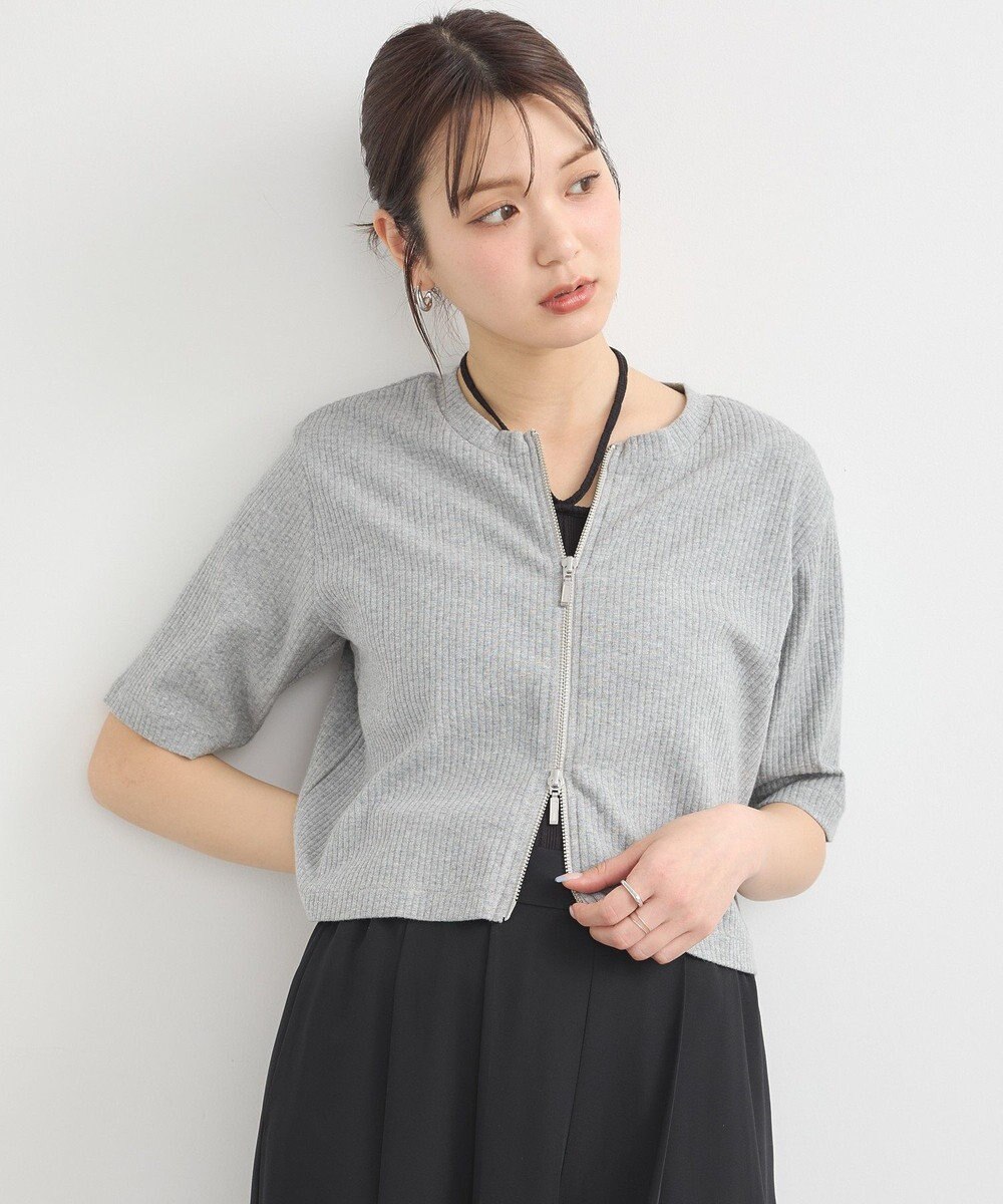 earth music&ecology カットリブＷジップカーディガン 