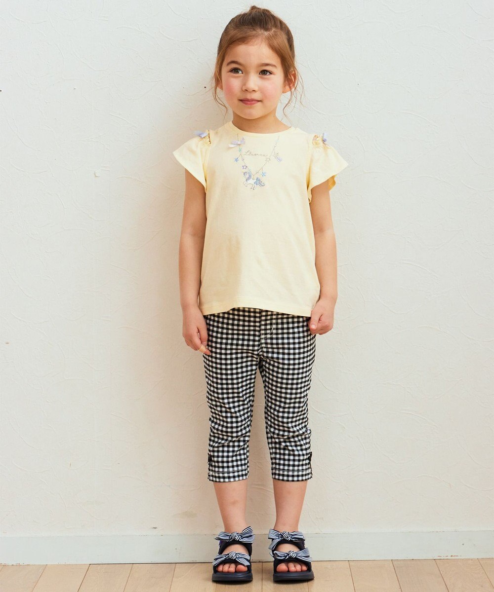 ANY KIDS 刺繍 オン・オフショルダー Tシャツ 