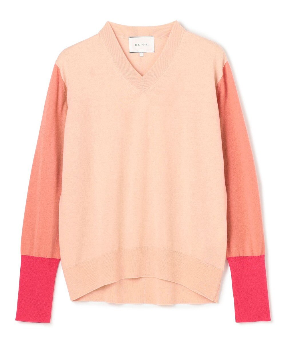 BEIGE， 【洗える】BURNET / カラーミックスVネックトップス 