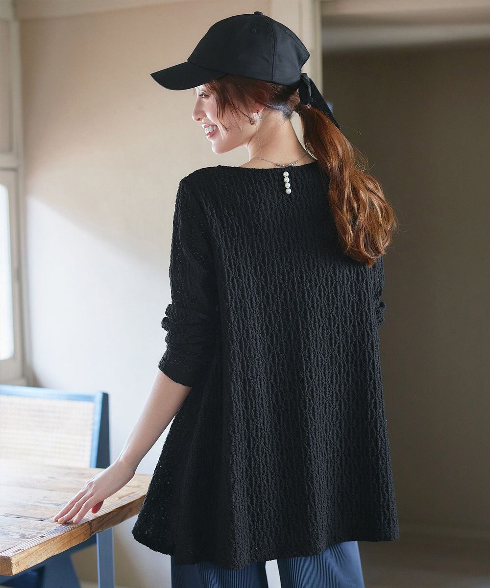 Tiaclasse 【洗える】花柄カットレースフレアトップス 