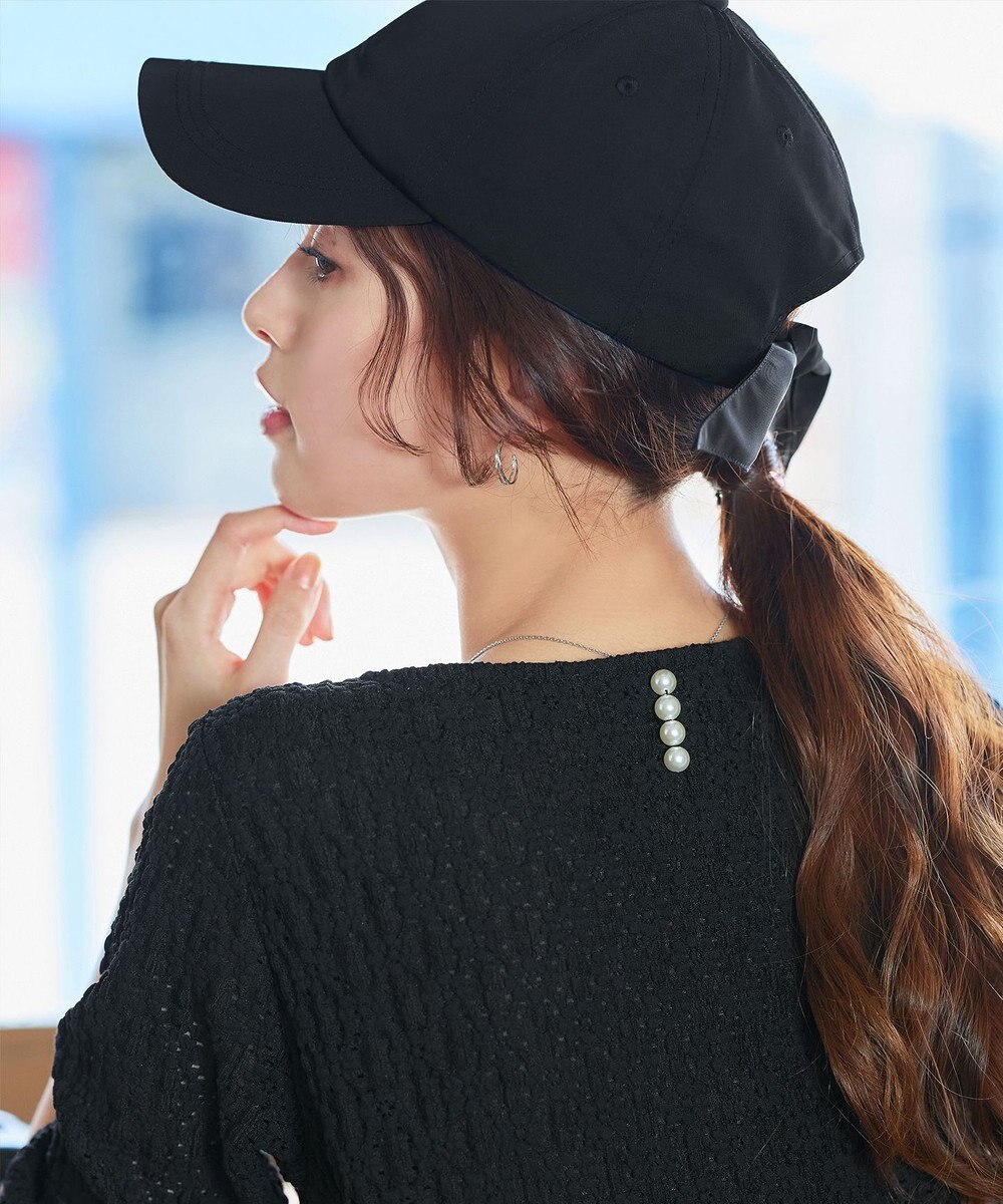 Tiaclasse 【洗える】花柄カットレースフレアトップス 