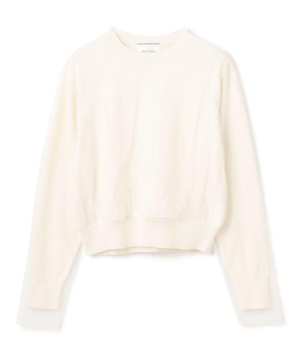 BEIGE， 【洗える】MYRTLE / チュールレイヤードクルーネックトップス 