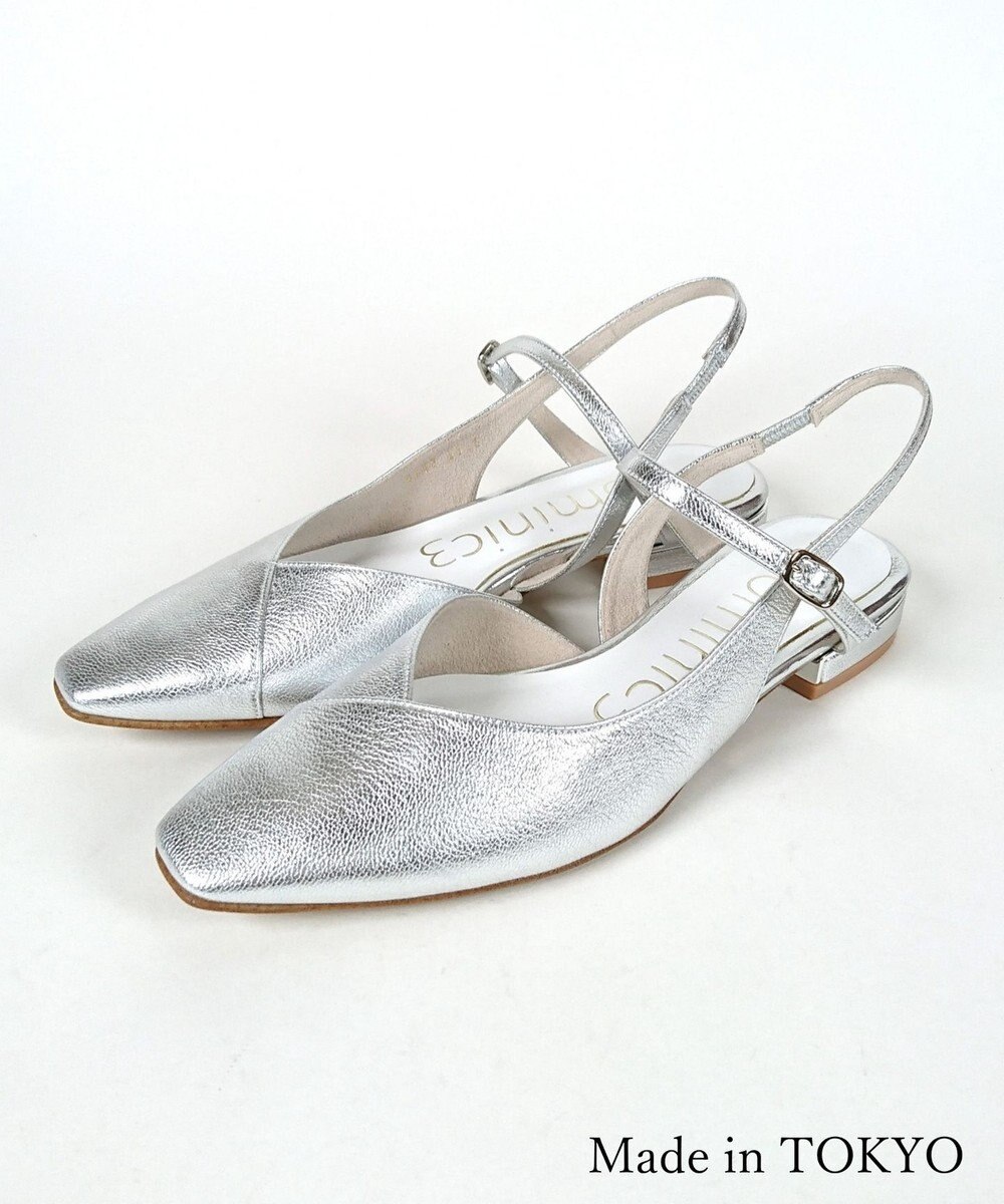 Dominic3 シープレザー Vカット バックストラップパンプス 