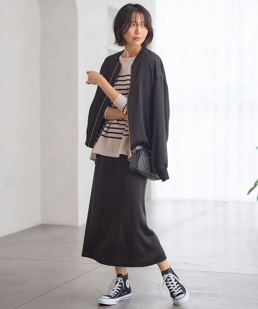 23区 【洗える】ドレープサテン MA-1 ブルゾン 