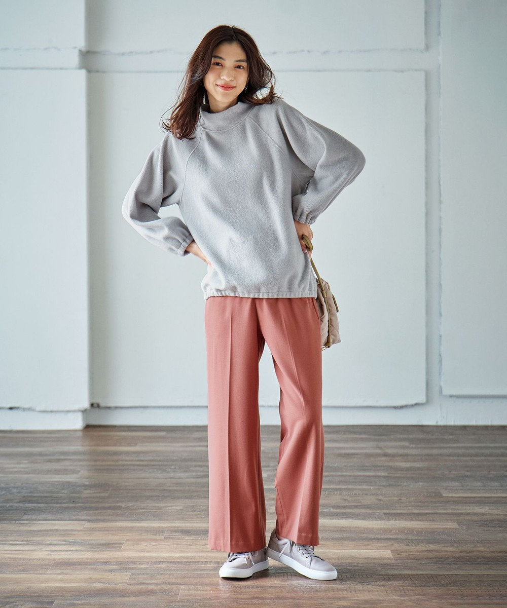 ANY L リブ起毛モックネックプルオーバー 