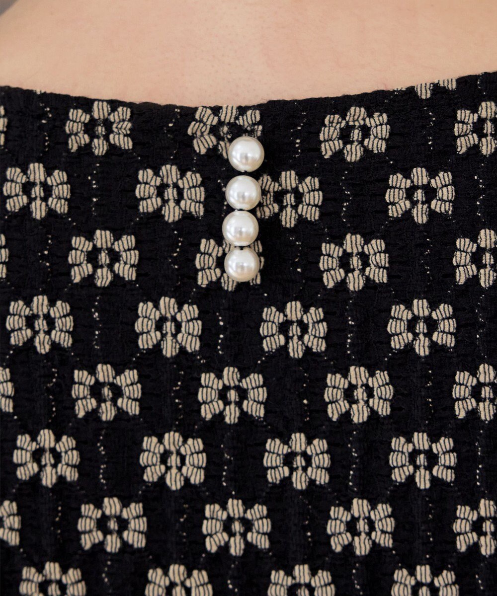 Tiaclasse 【洗える】花柄カットレースフレアトップス 