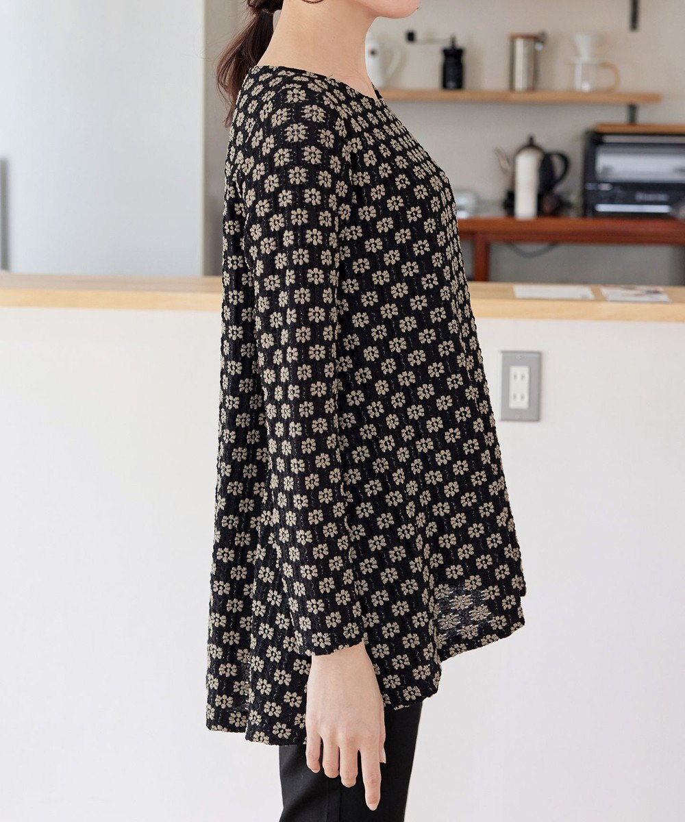 Tiaclasse 【洗える】花柄カットレースフレアトップス 