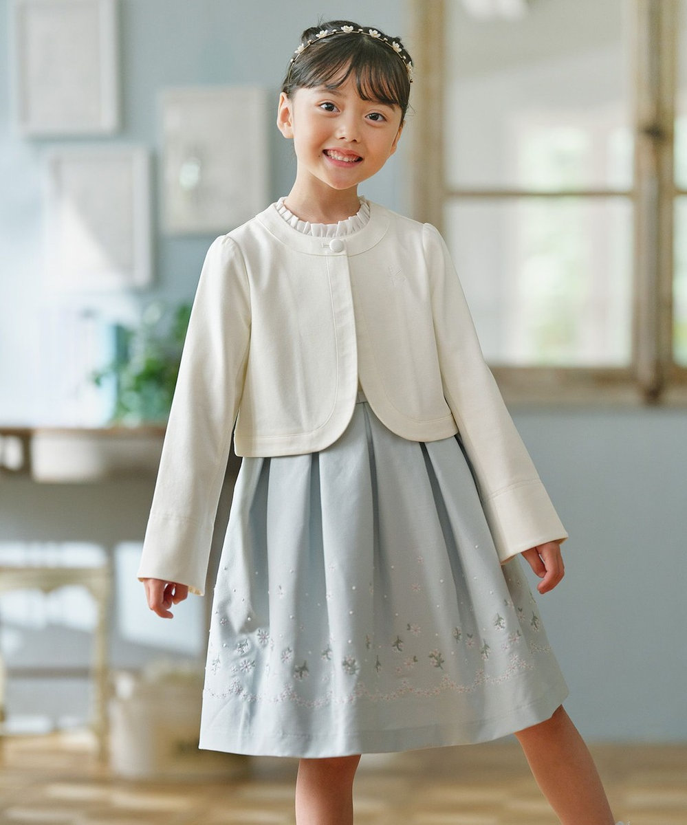 組曲 KIDS 【110-140㎝】 フラワーアーチワンピース＆ボレロジャケットセット 