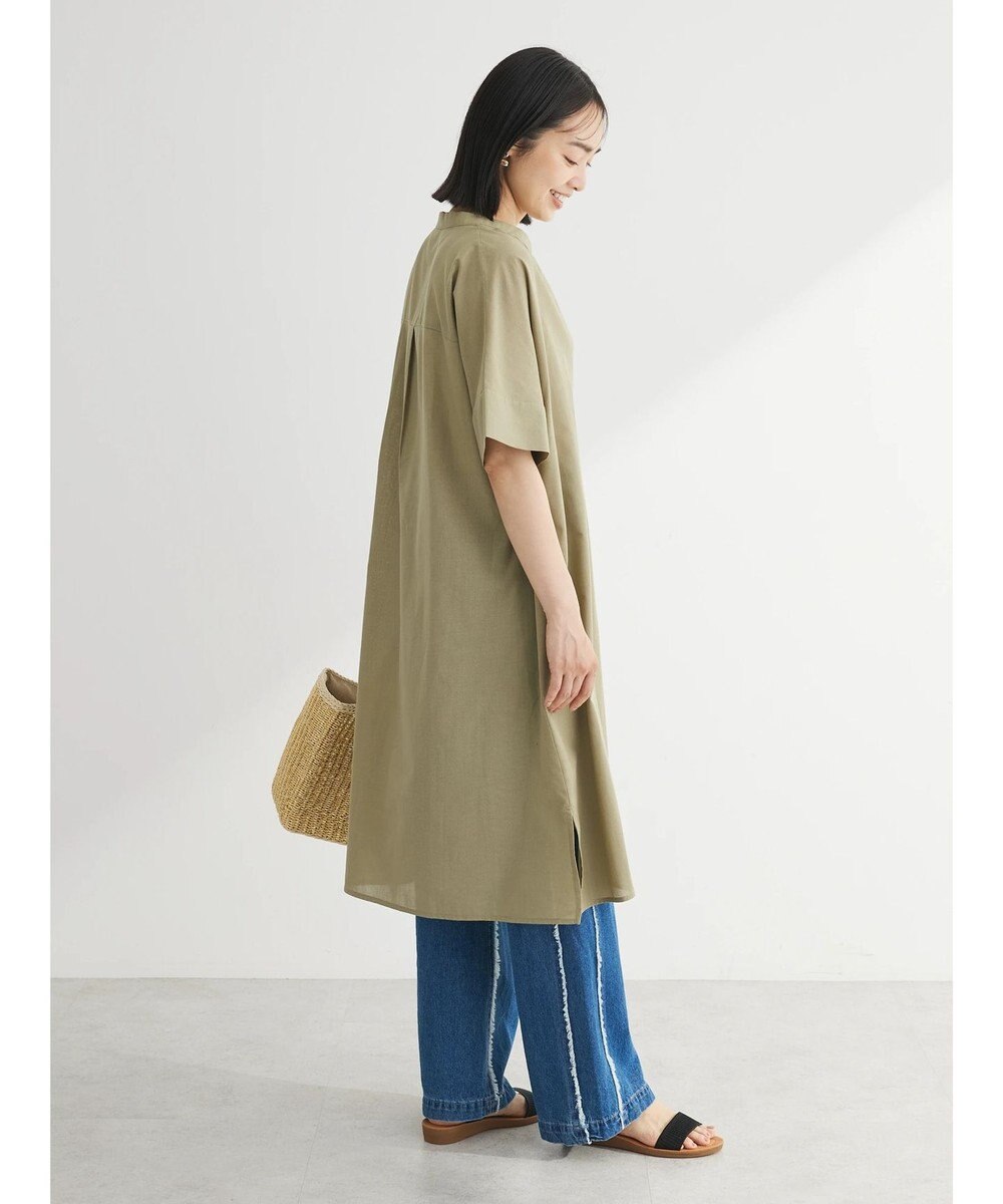 Green Parks 綿麻混スキッパーミニワンピース 