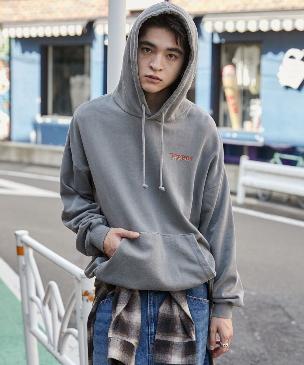 WEGO 【ユニセックス着用ITEM】ピグメントグラフィックプルパーカー 