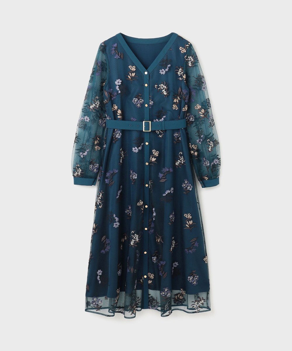 GRACE CONTINENTAL チュールフラワー刺繍ワンピース 