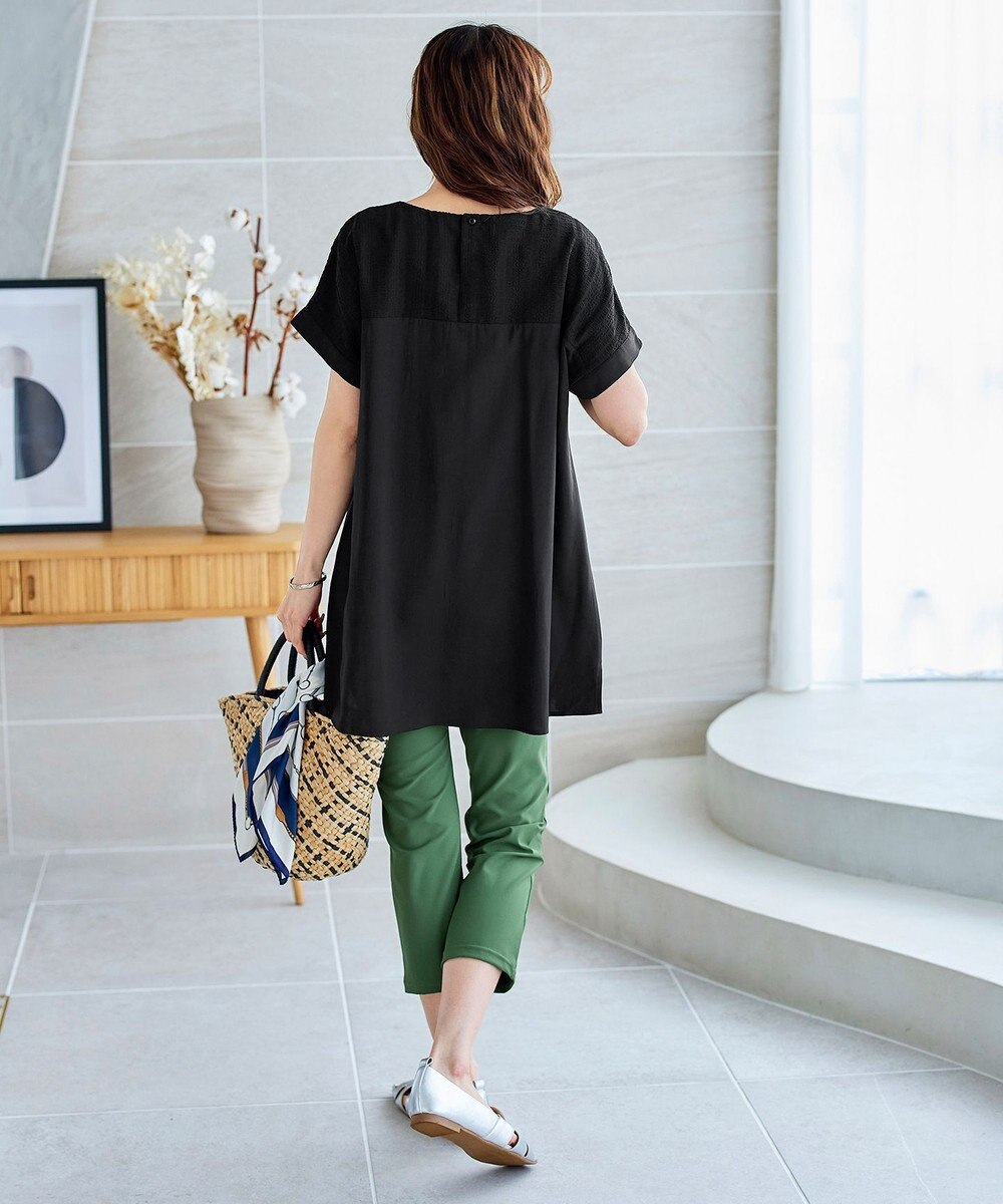 Tiaclasse L 【洗える】シアーコンビチュニックブラウス 