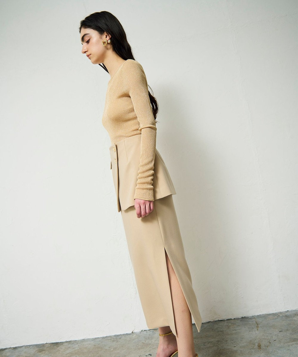 GRACE CONTINENTAL ラメシアーリブニットトップ 