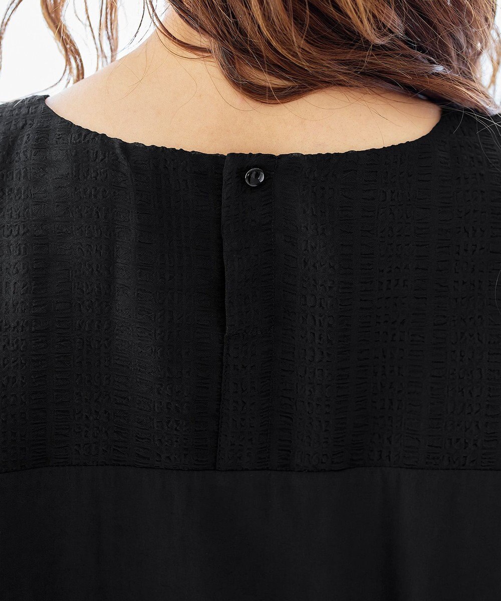 Tiaclasse L 【洗える】シアーコンビチュニックブラウス 