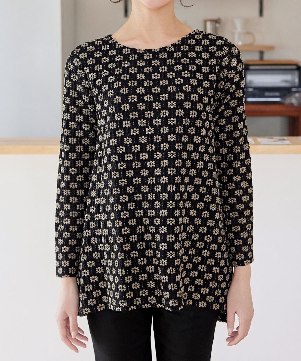 Tiaclasse 【洗える】花柄カットレースフレアトップス 