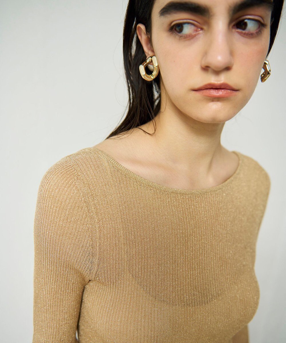 GRACE CONTINENTAL ラメシアーリブニットトップ 