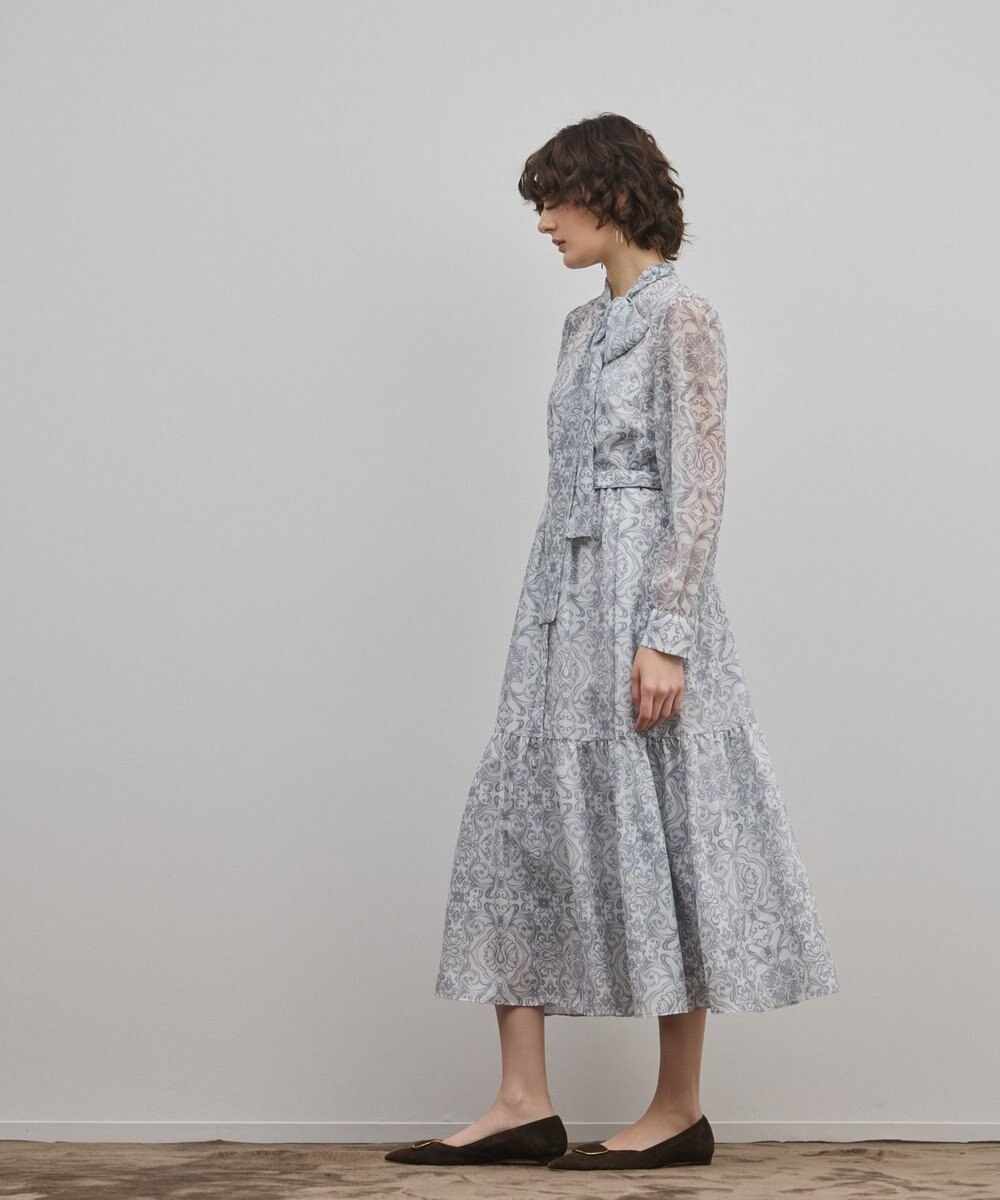 GRACE CONTINENTAL ダマスク柄風プリントワンピース 