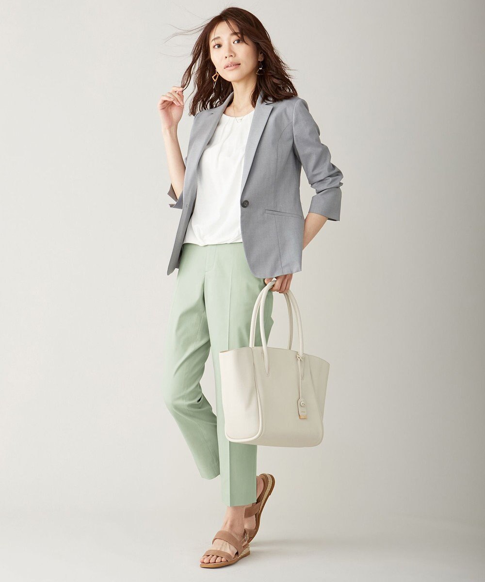 J.PRESS LADIES S 【シワになりにくい】コットンフィッティーシャーク テーパードパンツ 