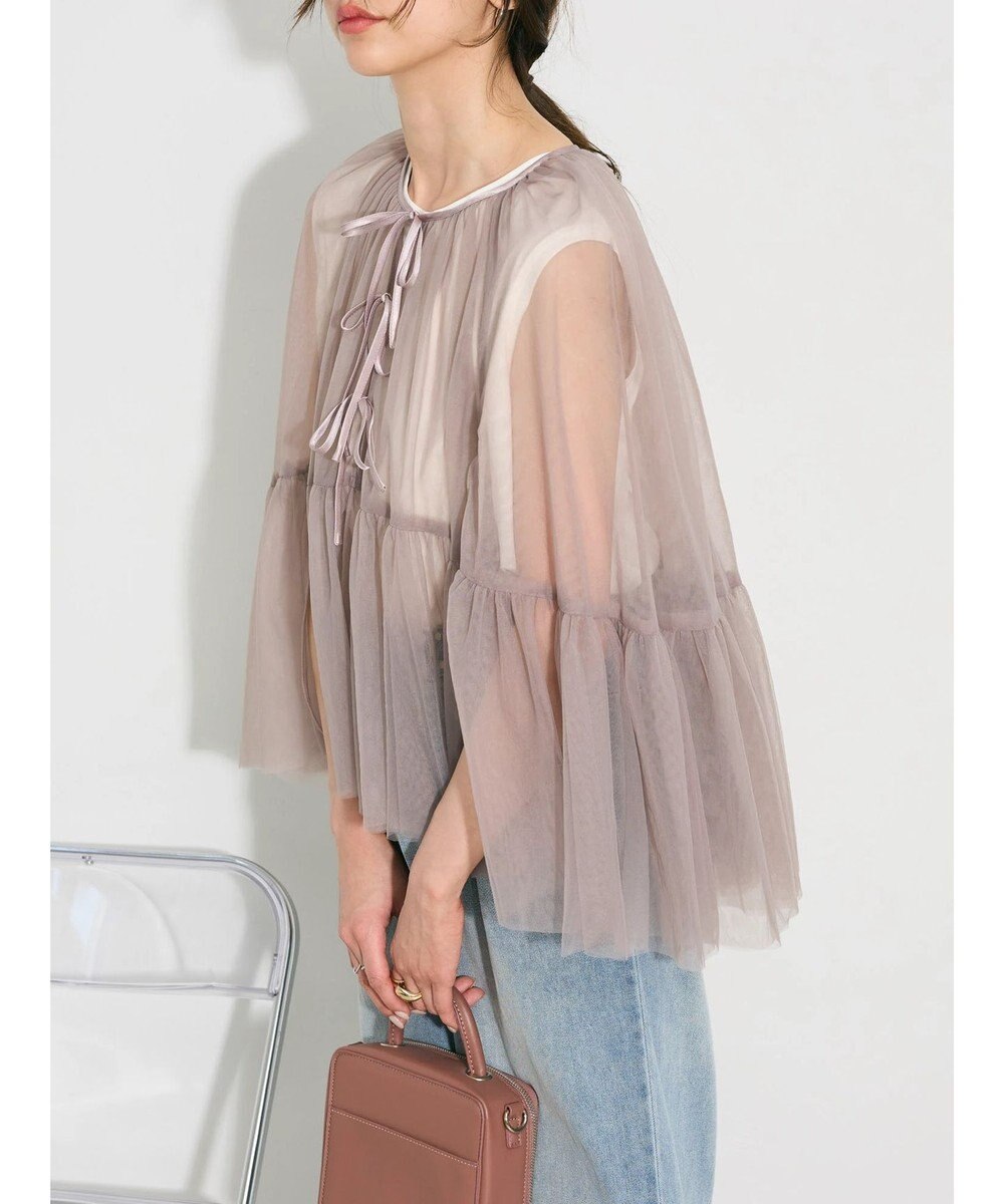 Green Parks リボンチュールデザインブラウス 
