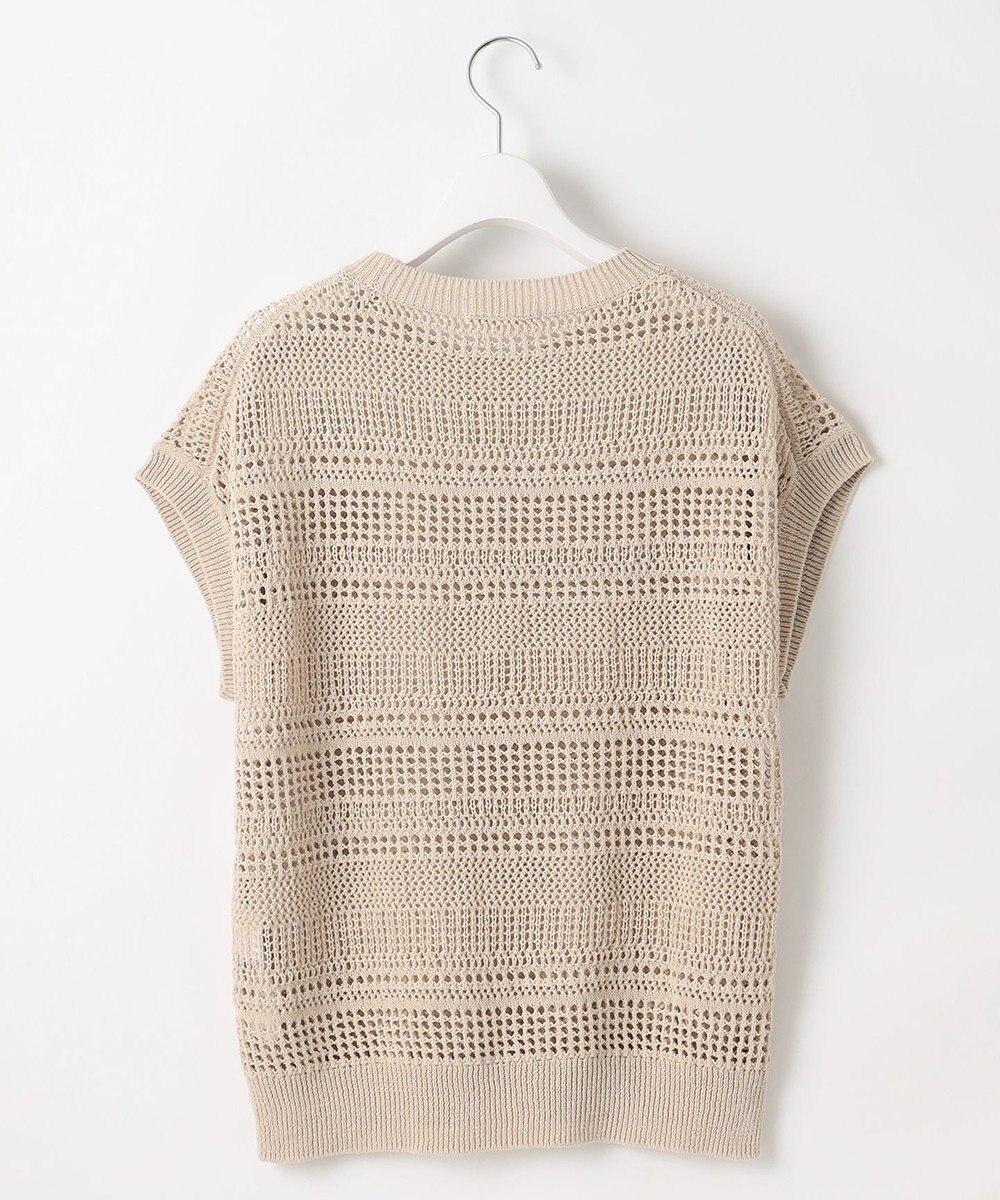 自由区 L 【洗える】レーシーリネンコットン ニット 