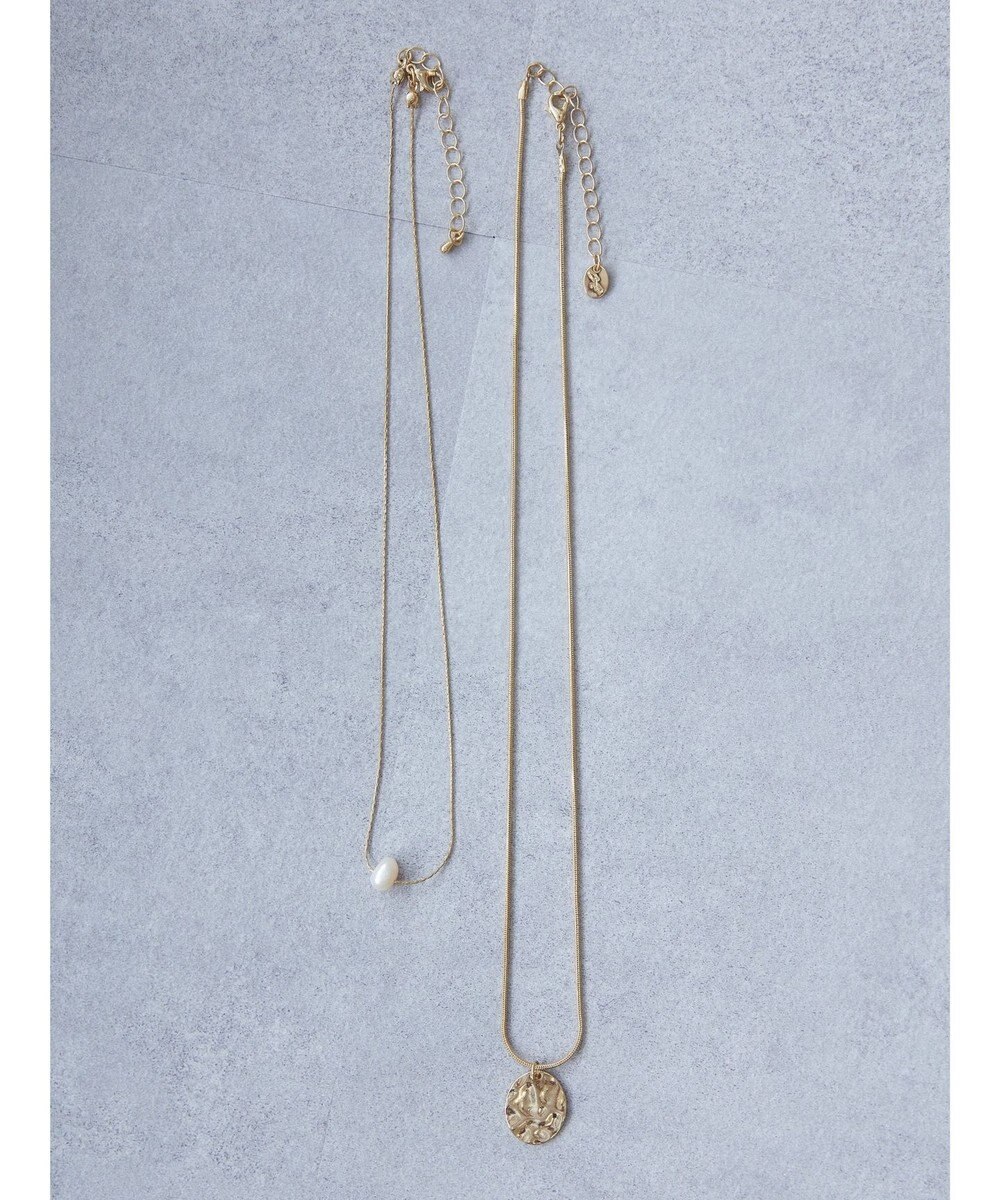 AMERICAN HOLIC テクスチャーメタル・淡水パールＳＥＴネックレス 