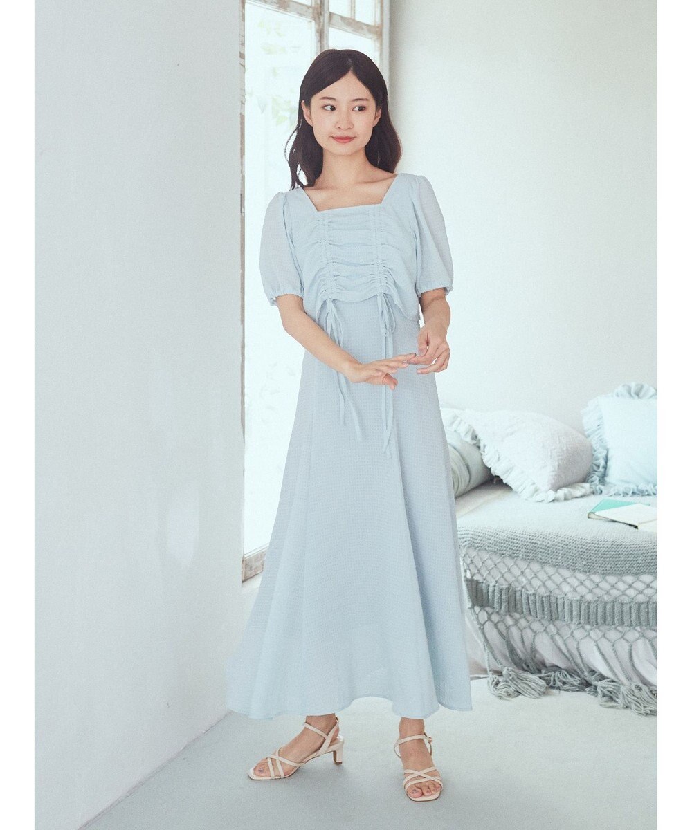 earth music&ecology ＳＥＴ２点パフスリーブブラウス＋キャミワンピース 