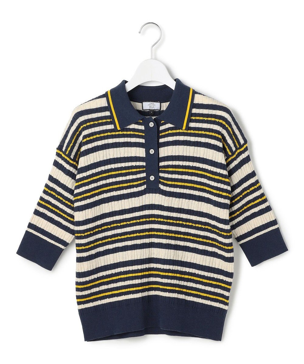 J.PRESS YORK STREET 【WOMEN】コットンボーダー ニットポロシャツ 