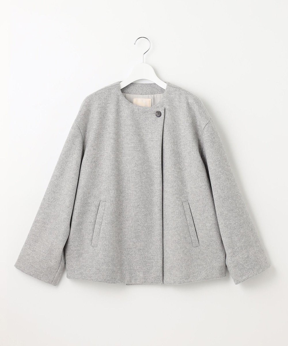 自由区 【WEB限定】ブラッシュドビーバー ショート丈ノーカラーコート 