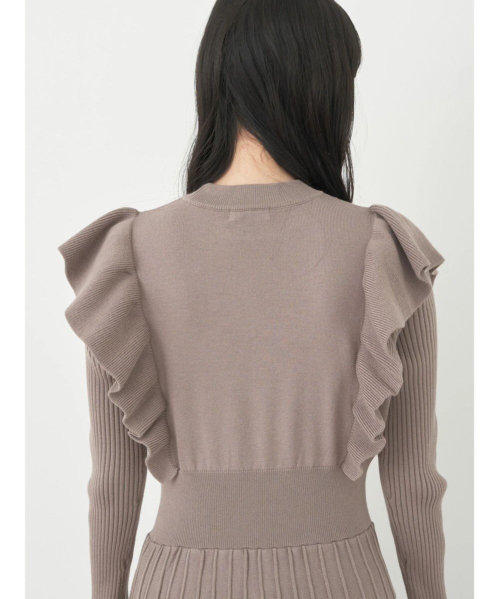 earth music&ecology ショルダーフリルニットワンピース 