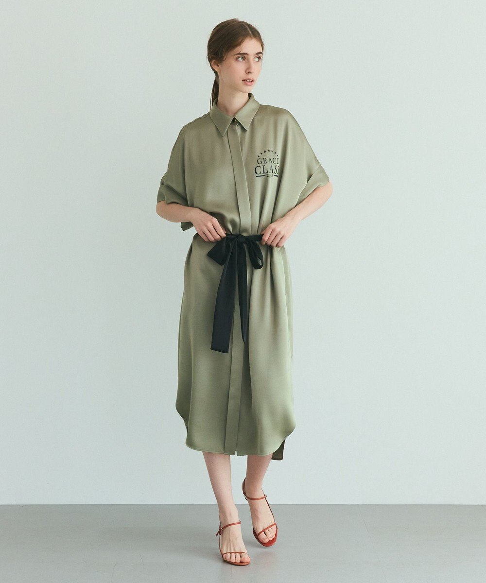 GRACE CONTINENTAL ダブルサテンシャツドレス 