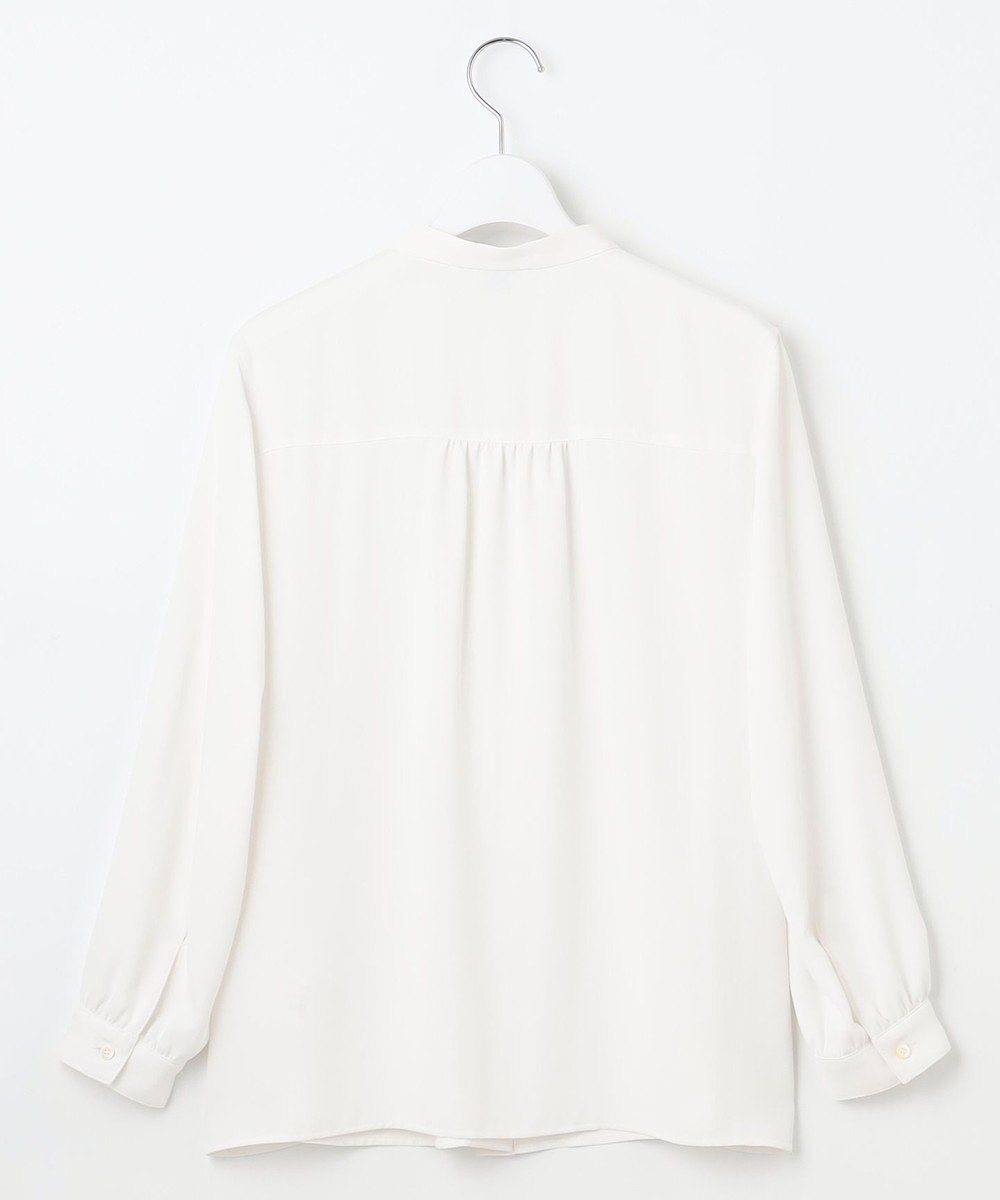 J.PRESS LADIES S 【洗える】パウダージョーゼット ボウタイ バンドカラー ブラウス 