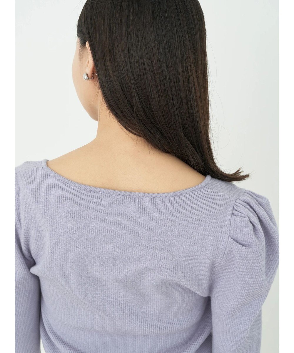 earth music&ecology ハートネック袖パールニットプルオーバー 