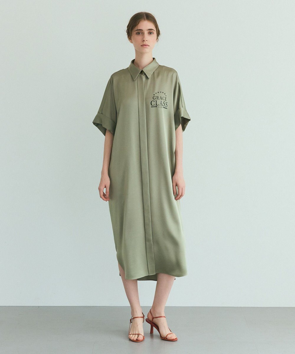 GRACE CONTINENTAL ダブルサテンシャツドレス 