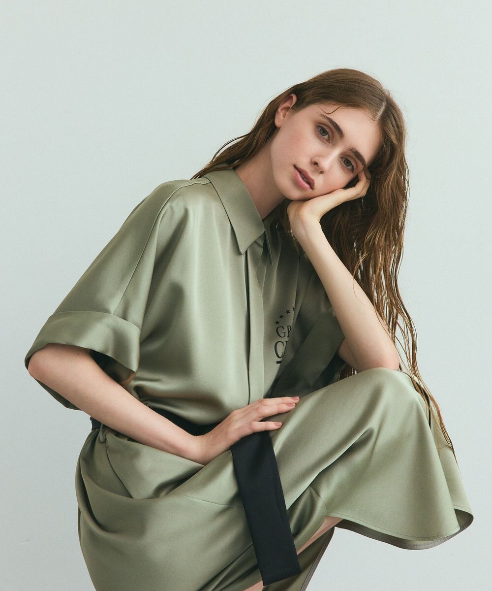 GRACE CONTINENTAL ダブルサテンシャツドレス 