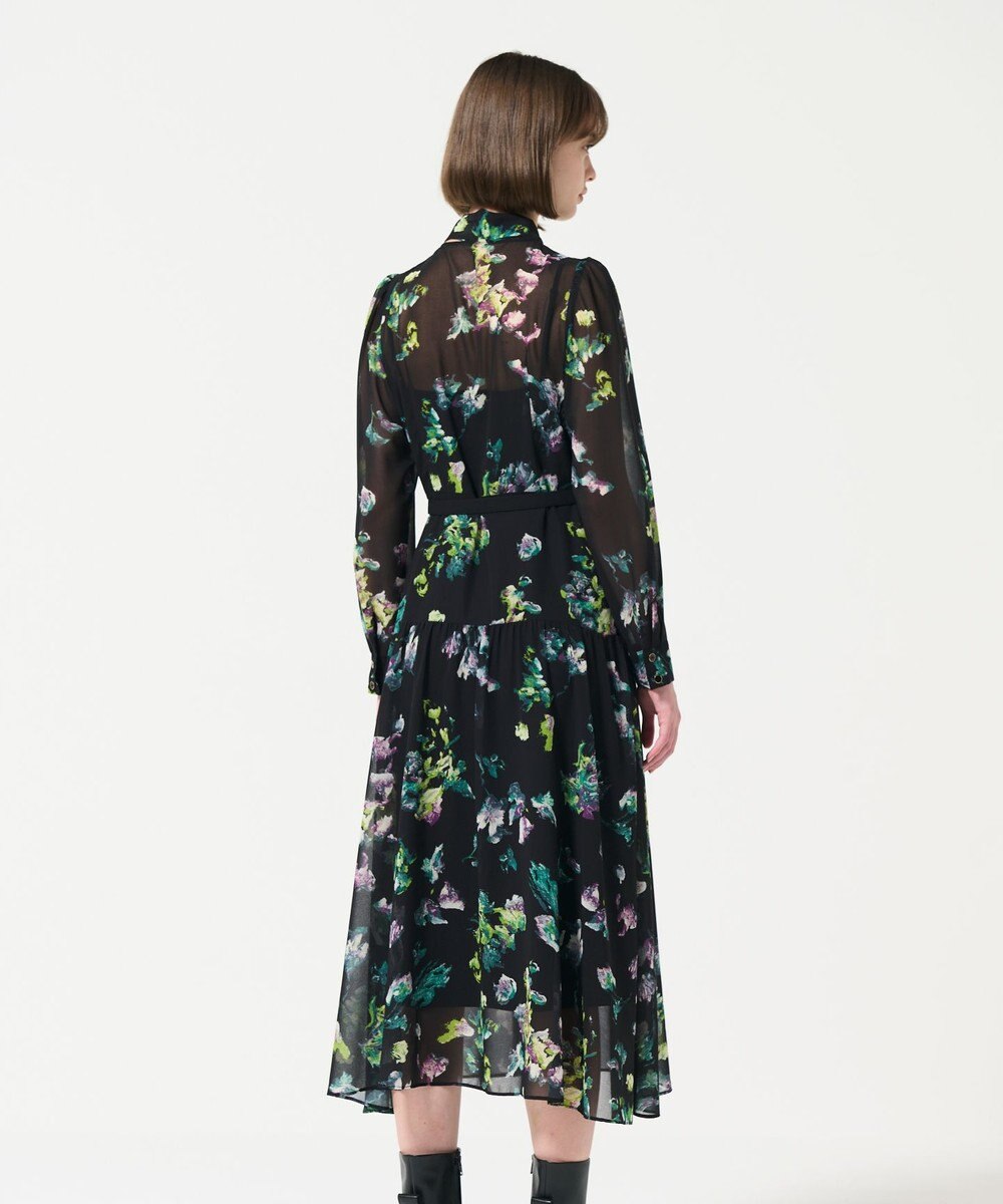 GRACE CONTINENTAL フラワープリントボウタイ付ワンピース 