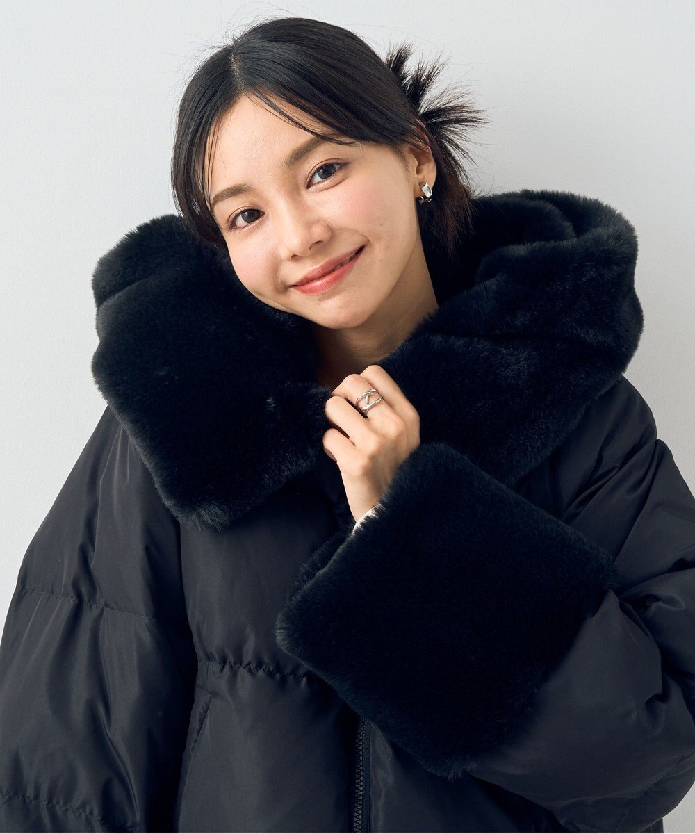 earth music&ecology フードファー中綿ショートコート 