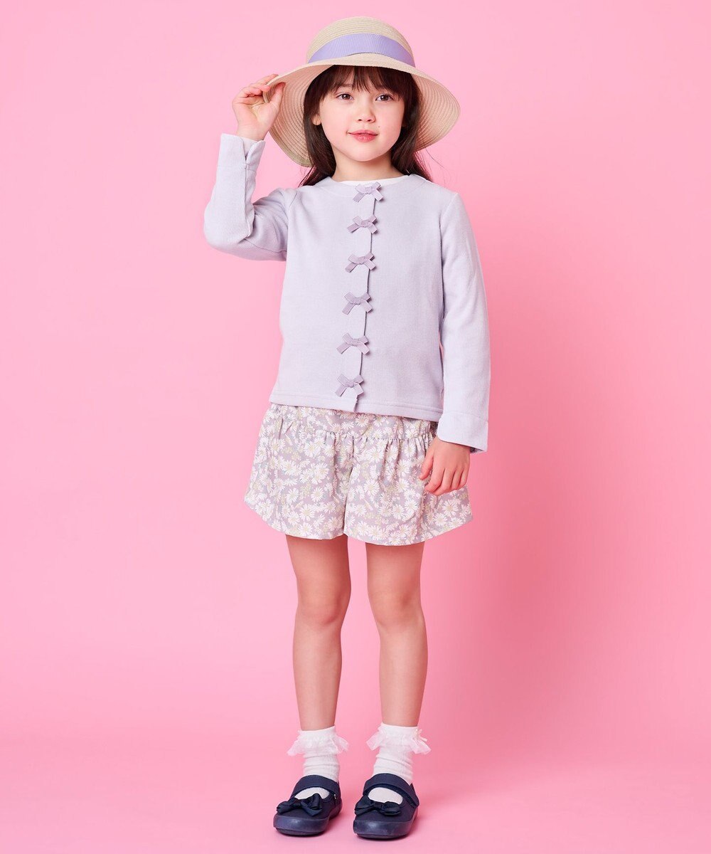 ANY KIDS スナップボタン リボン カーディガン 