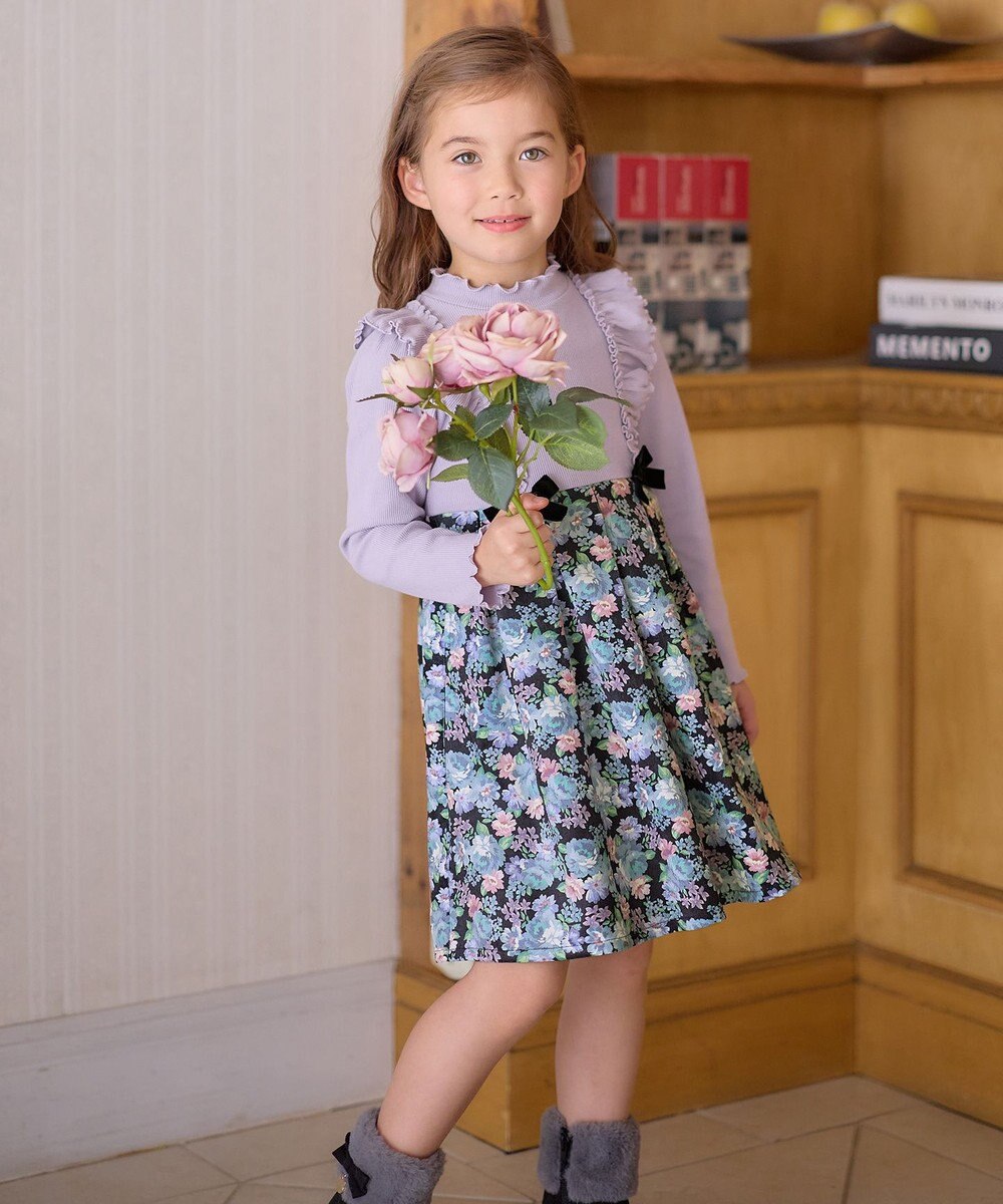 ANY KIDS 花柄 ドッキング ワンピース 